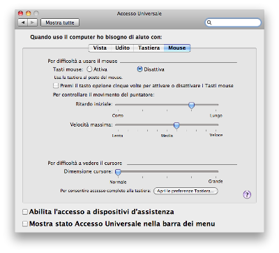 accesso facilitato Mac OS X